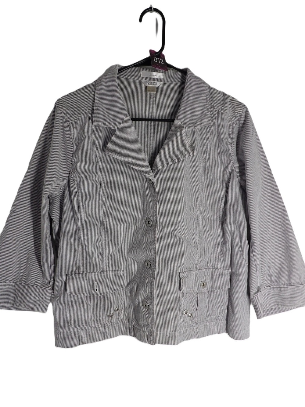 Christopher & Banks Gray Pinstripe Blazer Jacket
